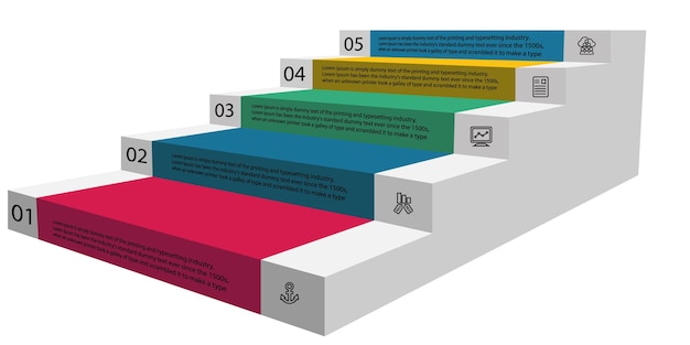 Vettore vettore della fase infografica modello concetto di processo fase per il sistema di apprendimento della strategia o dell'istruzione