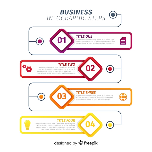 평면 스타일의 Infographic 단계 개념