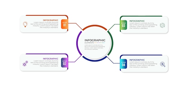 Infographic 단계 평면 디자인 프리미엄 비즈니스 템플릿