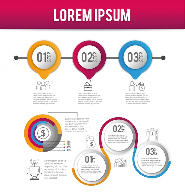 Infographic strategy data process plan