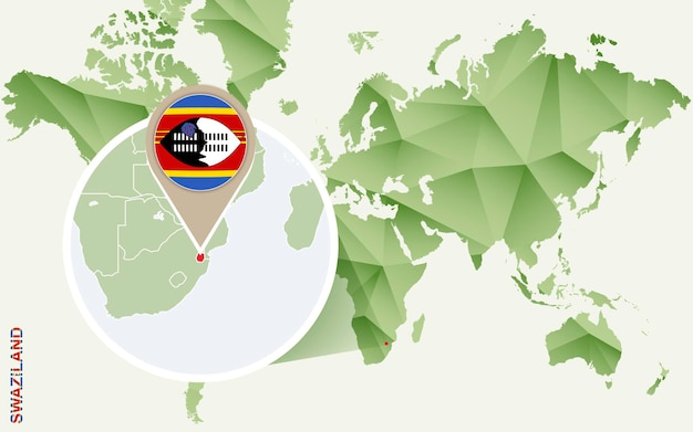 Vector infographic for swaziland detailed map of swaziland with flag