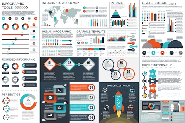 Infographic teamwork elements vector design template