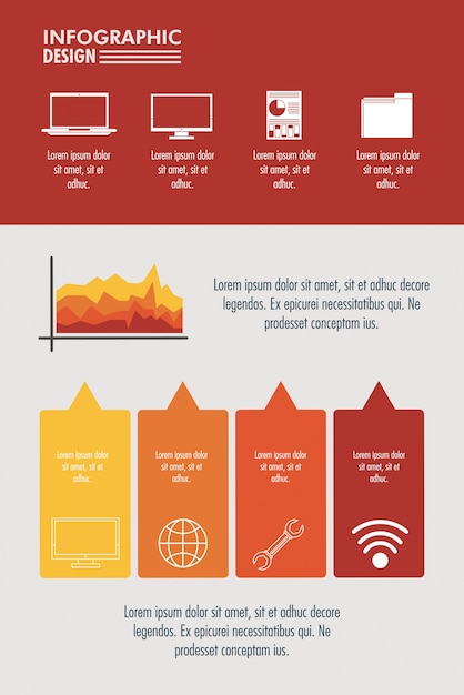 赤とオレンジ色のインフォグラフィックテクノロジーの設計
