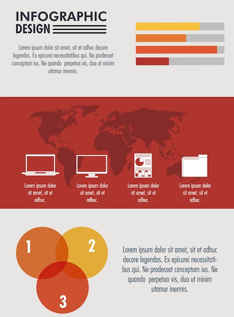 Vector infographic technology design on red and orange colors