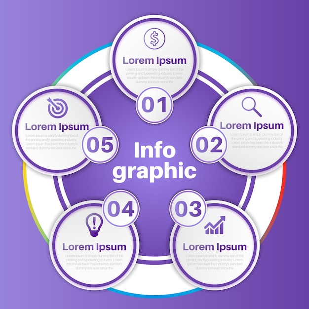 インフォグラフィックテンプレート5ステップまたはプロセス図情報チャートの図