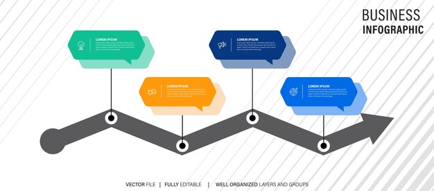 Infographic template Abstract tree with circles and 4 steps