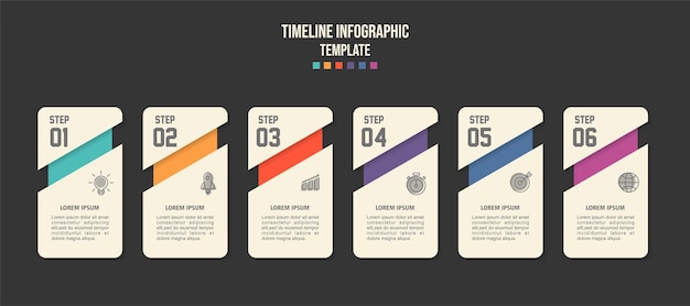 Infographic template for business 6 steps modern timeline diagram