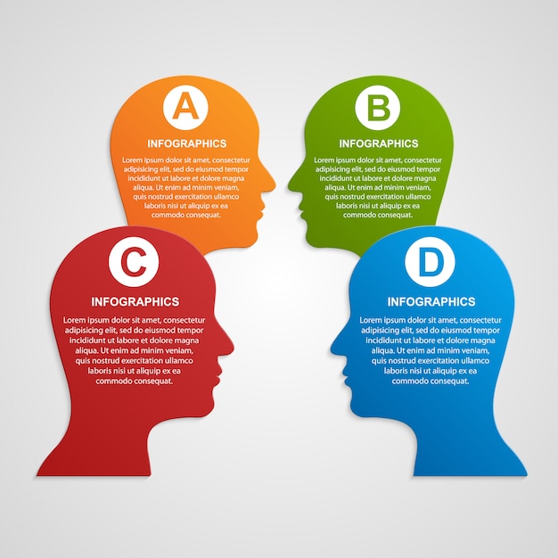 Infographic 템플릿 비즈니스 실루엣 머리입니다.