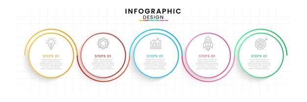 Infographic template for business Timeline concept with 5 step