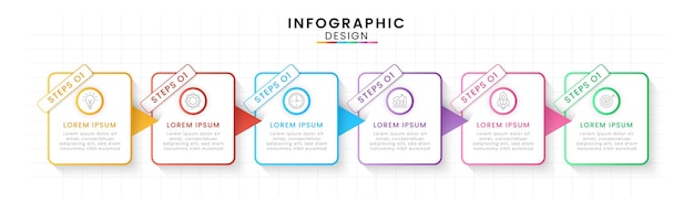 Infographic template for business Timeline concept with 6 step