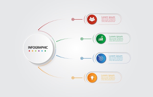 Infographic template for business with 4 options, Business data presentation