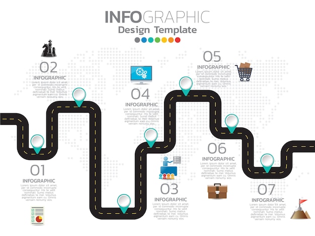 Vettore modello di progettazione infografica con 6 opzioni di colore.