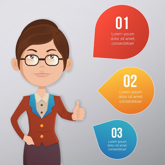 Vector infographic template design with business woman