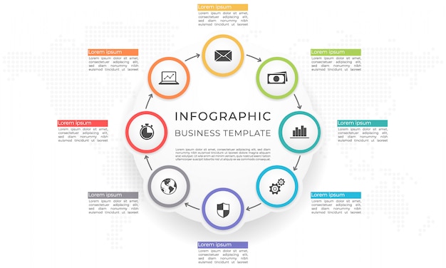 Infographic template and diagram 8 options.