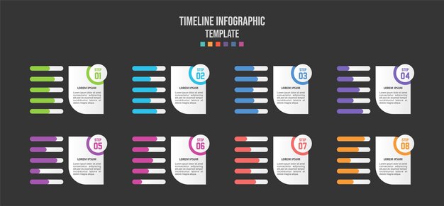 ベクトル ビジネス 8 ステップのモダンなタイムライン図ベクトル インフォ グラフィックのインフォ グラフィック テンプレート