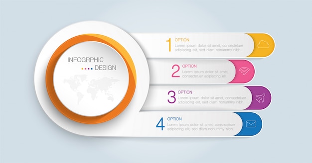 Инфографики шаблон для бизнеса, образования, веб-дизайн, баннеры, брошюры, листовки, схемы, рабочий процесс, график, план с шагами или вариантами