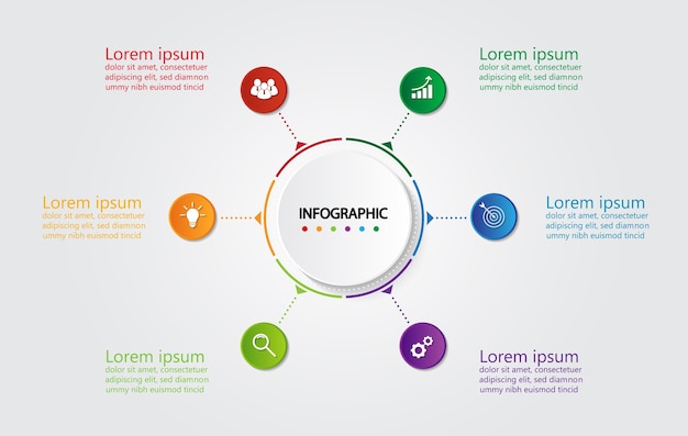 Вектор Инфографический шаблон для бизнеса с 6 вариантами