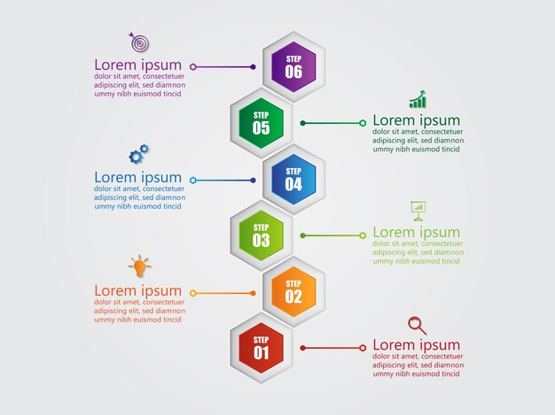 Вектор Инфографический шаблон для бизнеса с 6 вариантами.