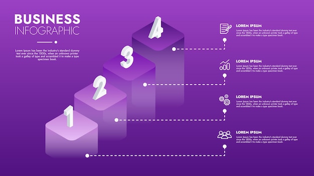 Modello di infografica per la presentazione visualizzazione dei dati aziendali diagramma di processo e guida al successo