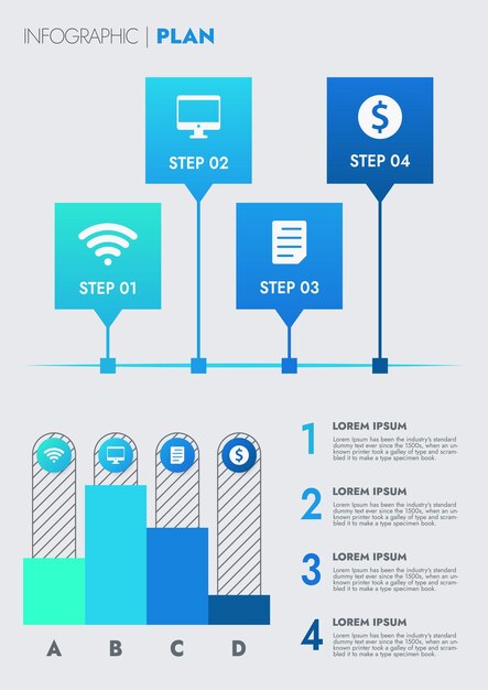 Infographic template for presentation Business data visualization Process chart and drive success