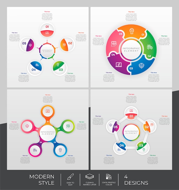 Infographic template set with modern style and colorful concept