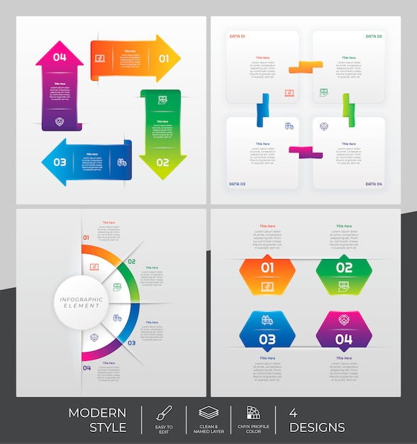 Infographic template set with modern style and colorful concept