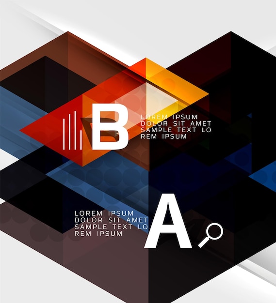 Vettore infografica modello triangolo piastrelle sfondo sfondo del modello vettoriale per le opzioni del numero del diagramma di layout del flusso di lavoro o il web design