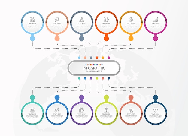 12단계, 프로세스 또는 옵션이 포함된 인포그래픽 템플릿입니다.