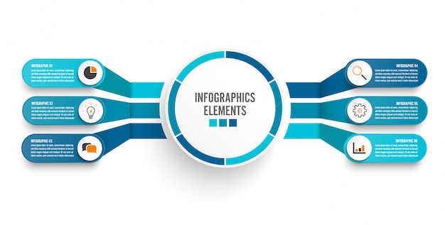 Infographic template with 3d paper label