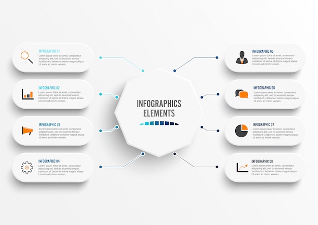 Infographic template with 3d paper