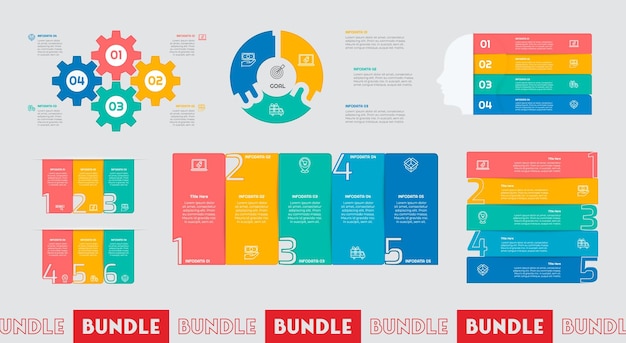 Infographic Template with 4 5 6 steps options or processes for workflow layout diagram annual report presentation and web design