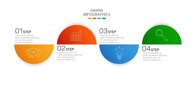 Modello di infografica con 4 opzioni o passaggi