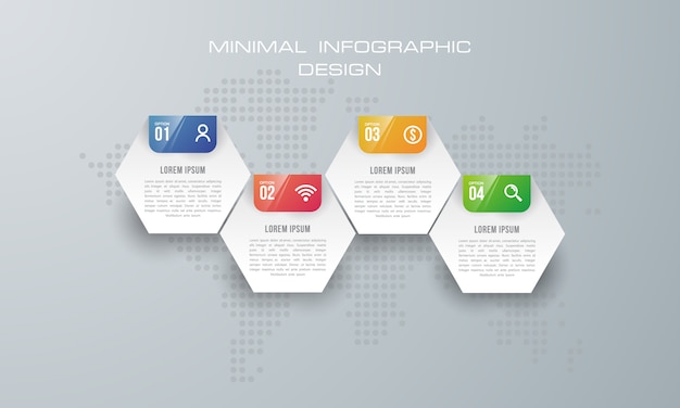 Modello di infografica con 4 opzioni, flusso di lavoro, diagramma di processo