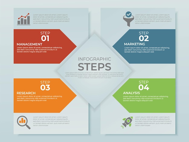 Infographic template with 4 Steps Process