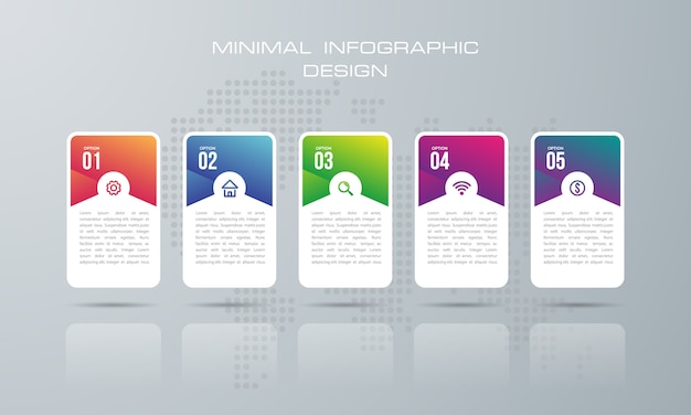 5 옵션 Infographic 템플릿, 인포 그래픽 디자인 벡터 워크 플로 레이아웃에 사용할 수 있습니다-벡터