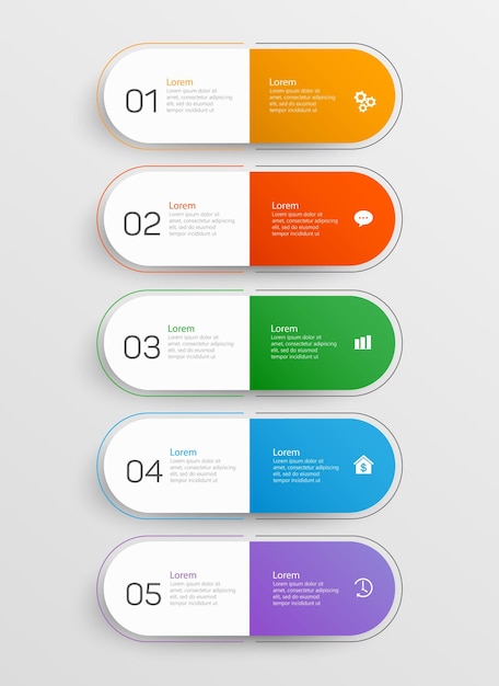 Infographic template with 5 options or steps
