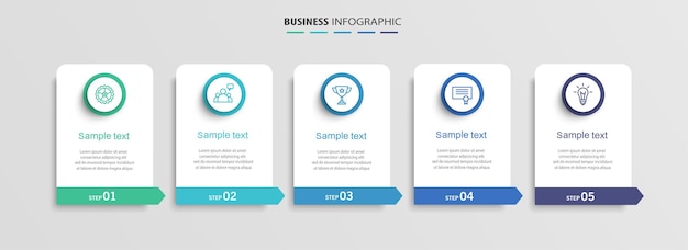 Шаблон инфографики с 5 вариантами или шагами