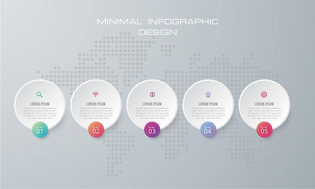 Modello di infografica con 5 opzioni