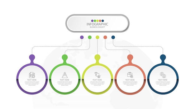 5단계, 프로세스 또는 옵션이 있는 인포그래픽 템플릿입니다.