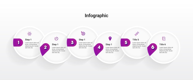 Modello di infografica con 6 passaggi o servizi