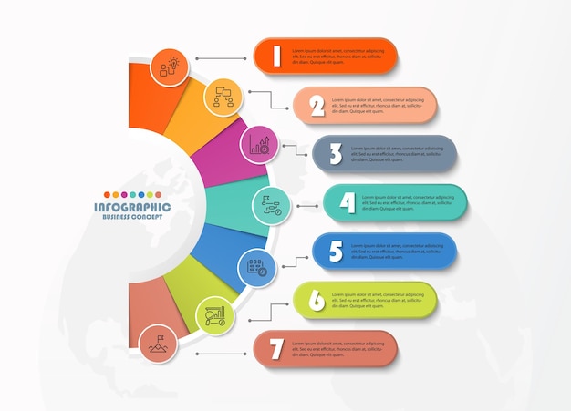 Infographic template with 7 steps process or options process chart