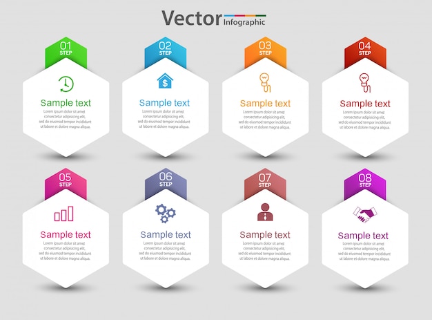 infographic template with 8 options