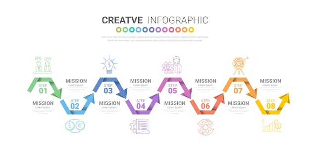 Vettore modello di infografica con 8 opzioni