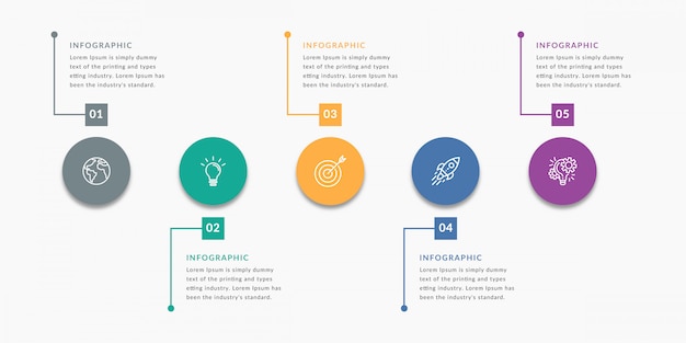 벡터 다섯 가지 옵션이있는 infographic 템플릿