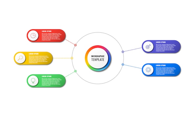 5つの丸い要素を持つインフォグラフィックテンプレート