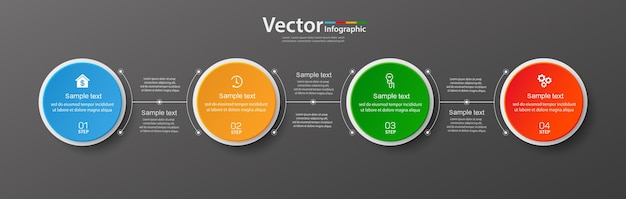 Modello di infografica con quattro opzioni o passaggi