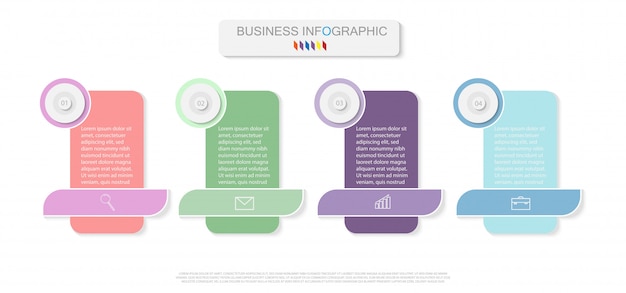 Infographic template with four steps or options, workflow, process diagram