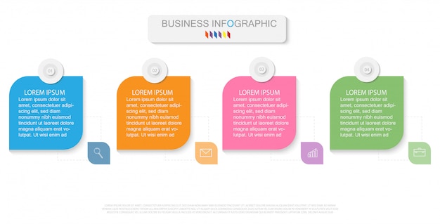 Infographic template with four steps or options