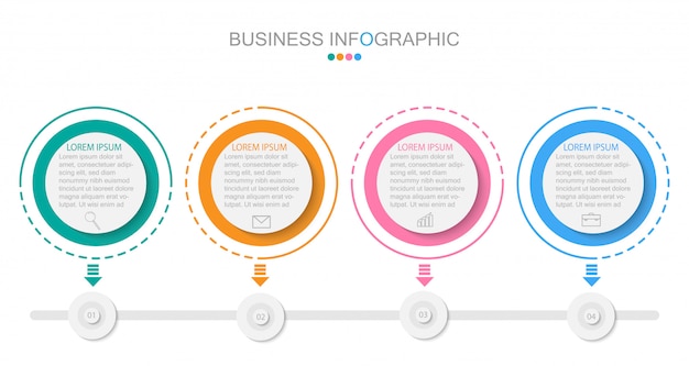 Modello di infografica con quattro passaggi o opzioni