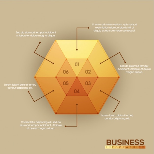 Vettore template infografica con a forma di esagono